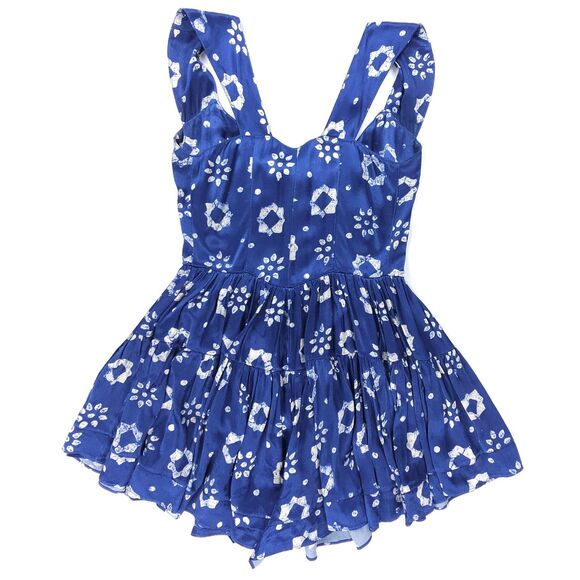 NEW Vanessa Mooney Elisabeth Corset Romper Mini Dress Indigo Flower Coquette - Picture 8 of 11
